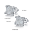 Square pillar S925 silver ear nail with thread Moissanite grade D 1.06CT 1